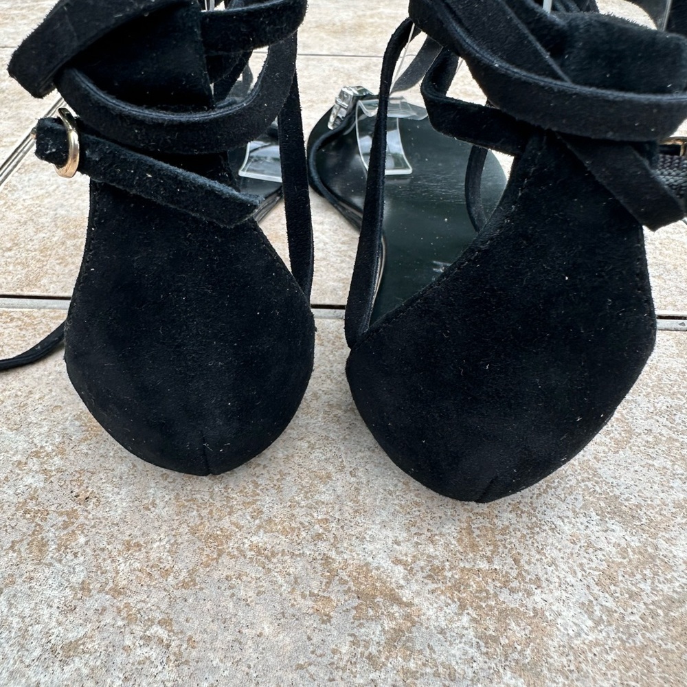 AMINAH ABDUL JILLIL SUEDE LACE UP POINTED SANDALS WITH GLASS - Picture 7 of 13